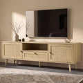 Wovena Rattan TV Unit with 2 Door Storage Cabinet, Natural 160cm