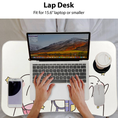 Printed foldable laptop desk, fits 15.6'' laptops or smaller, offering a compact and stylish design.