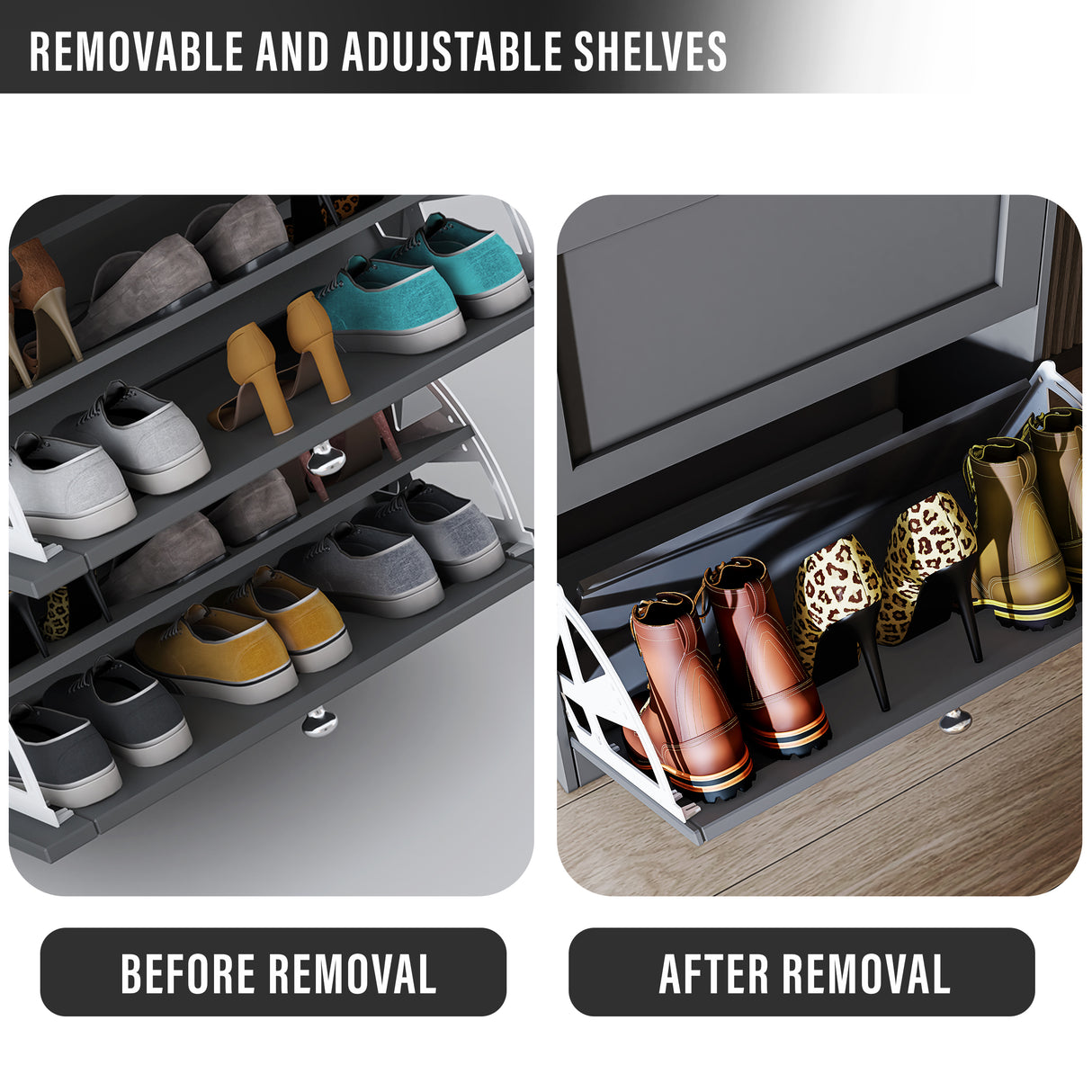 Shaker Shoe Cabinet For Hallway | Modern Shoe Storage Unit