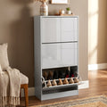 High Gloss 3 Door Shoe Cabinet | Slim Shoe Storage