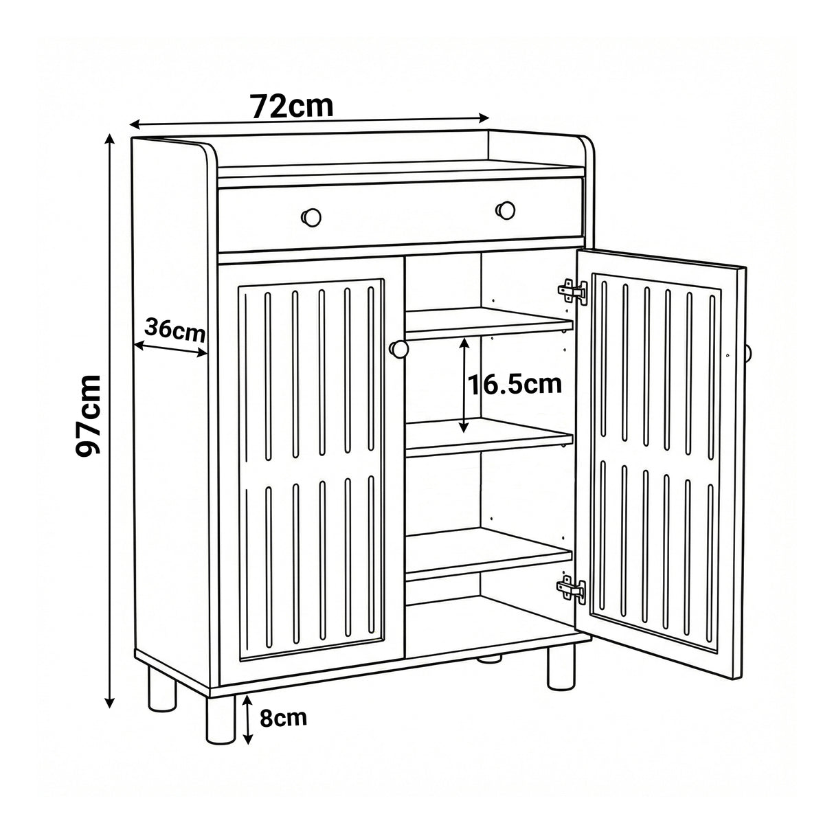 4-Tier Shoe Storage Cabinet with Adjustable Shelves Hallway