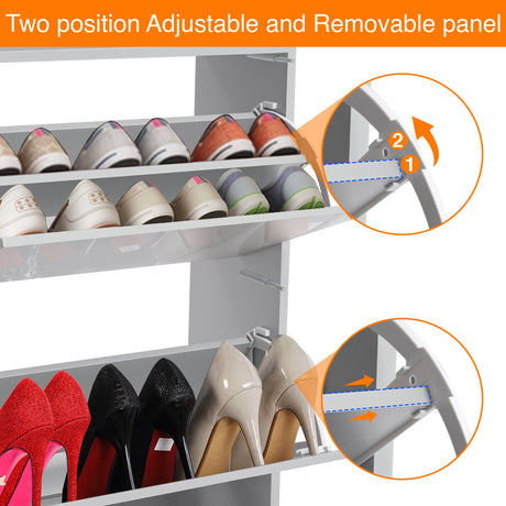 grey gloss 12 pair shoe storage cabinet with removable dividers for taller boots and wellies
