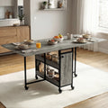 Stovra Folding Dining Table with Storage, Wooden Grey