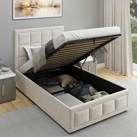 single ottoman storage bed with hidden bags and cushions for extra convenience.