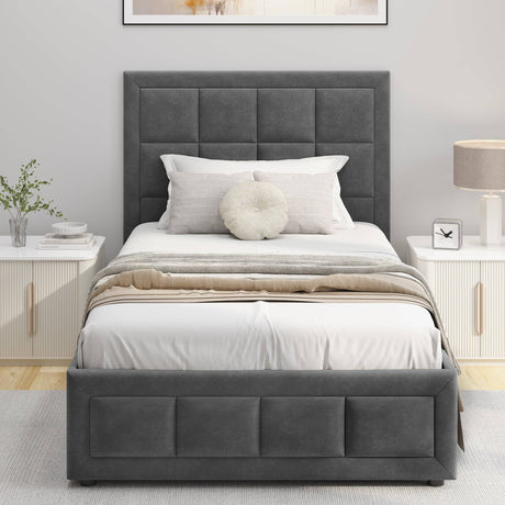 Single bed ottoman, cushion and quilt for added comfort and storage.