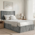 Vertical Line Ottoman Storage Bed - Velvet Ottoman Bed Frame