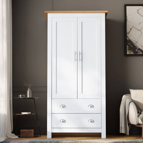 Stylish wardrobes with shelves and handles, offering ample storage space for your needs.