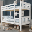 Detachable White bunk bed single with safety rails and ladder, ideal for shared children's bedrooms