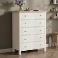 Linra Painted Tall 5 Chest of Drawers - White Bedroom Drawers