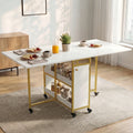 Stovra Folding Dining Table with Storage, White Marble Effect