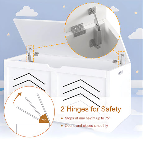 Illustration of a cabinet with hinges and safety features on a light blue background