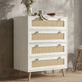 Woven Rattan 4 Drawer Chest of Drawers, White