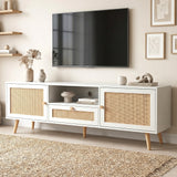 Wovena Rattan TV Unit with 2 Door Storage Cabinet, 160cm