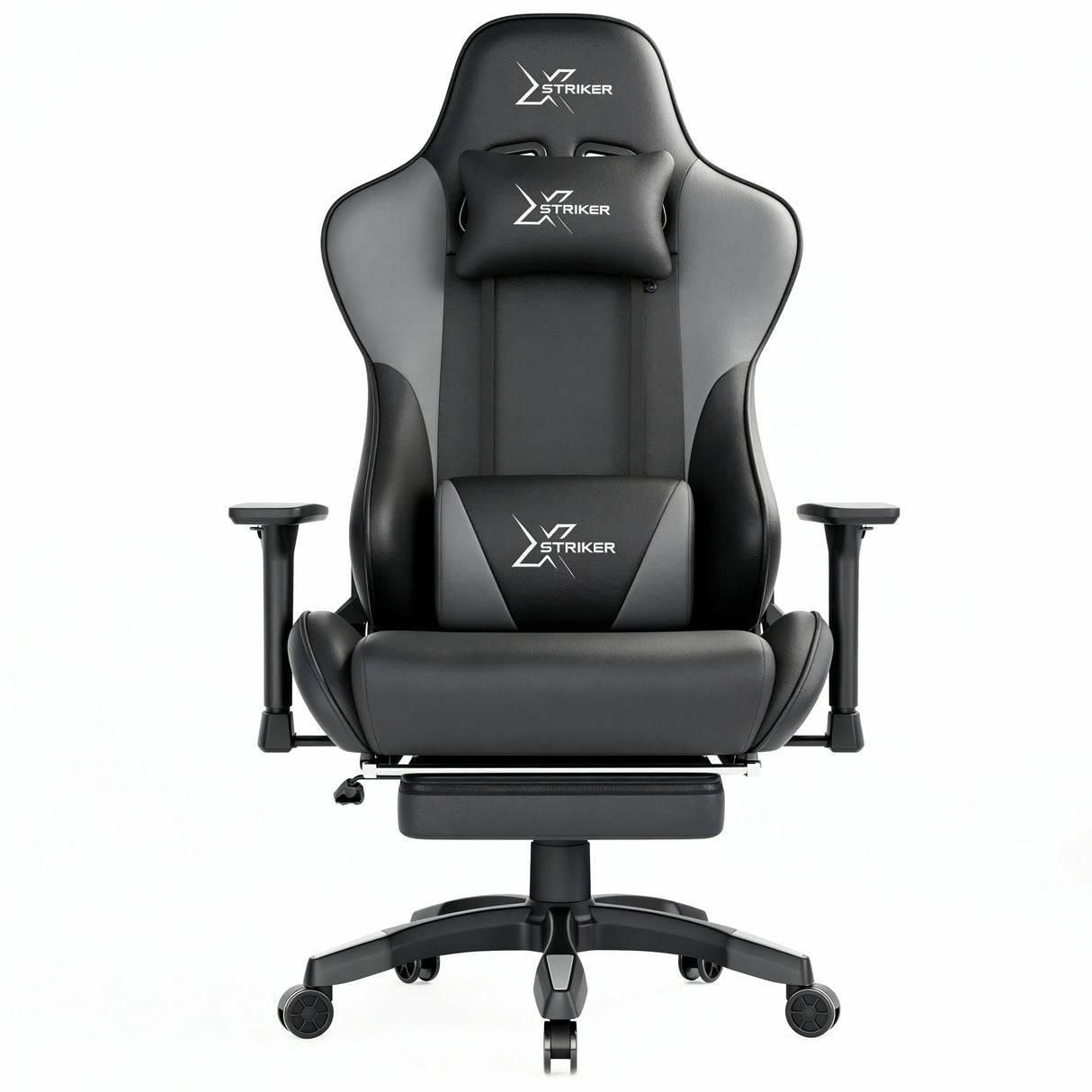 Comfy Gaming Chair with Footrest, Wide Seat & 3D Armrest Xstriker in black with ergonomic design, lumbar support, and adjustable features for adults.