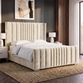 Winged Ottoman Bed Frame with Lines - Ottoman Storage Bed