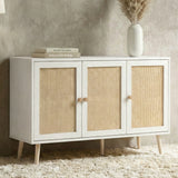 Woven Rattan 3 Door Sideboard Cabinet with Storage