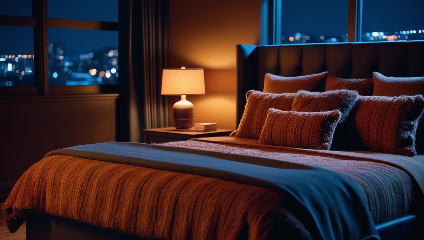 A cosy bedroom at night.