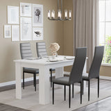 Modern 4-6 Seater White Dining Table and Chairs Set