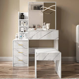 Dressing Table with Storage, Drawers and Mirror - Vanity Makeup Table