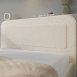 Boucle Upholstered Ottoman Storage Bed with Curved Headboard