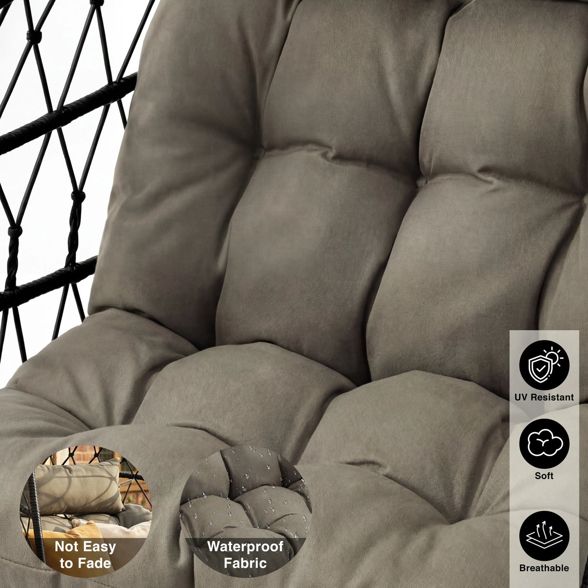 Foldable Hanging Egg Chair With Stand & Cushion