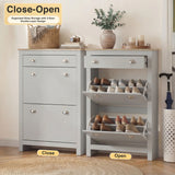 Shoe Cabinet With Drawer - 2 Door Slim Shoe Storage Unit