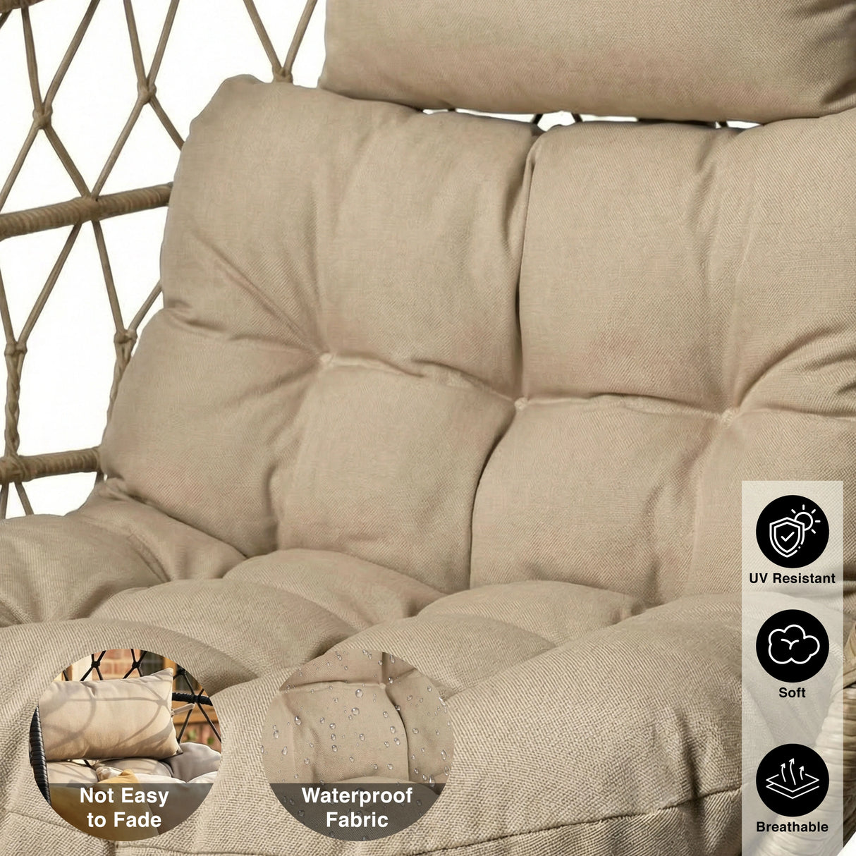 Foldable Hanging Egg Chair With Stand & Cushion