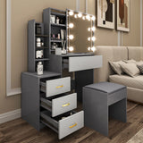 Hollywood Mirror Dressing Table with Storage, Drawers Vanity Makeup Desk