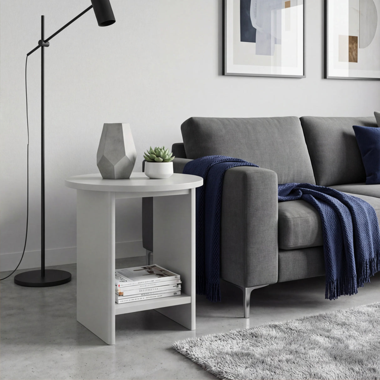 Small Round Side Table for Living Room - Sofa End Table