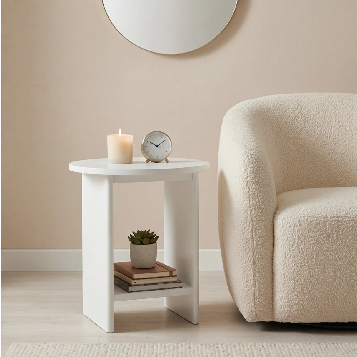 Small Round Side Table for Living Room - Sofa End Table