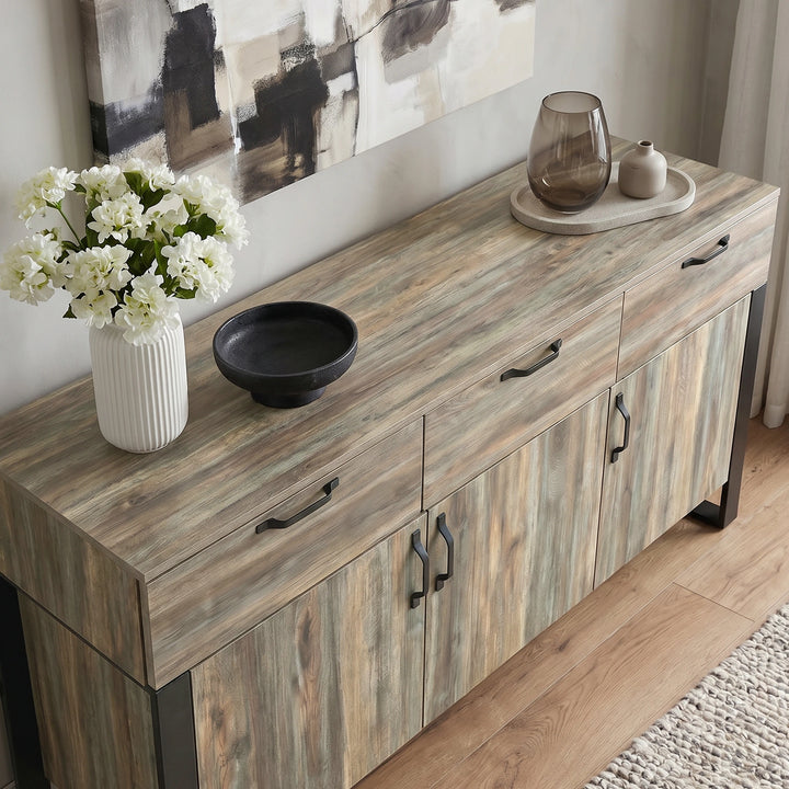 Ironmere Smokey Oak Sideboard with Drawers and Doors