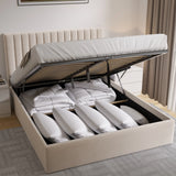 Vertical Line Ottoman Storage Bed - Velvet Ottoman Bed Frame