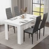 Modern 4-6 Seater White Dining Table and Chairs Set