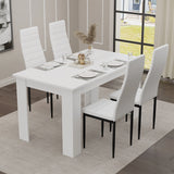 Modern 4-6 Seater White Dining Table and Chairs Set