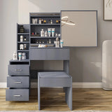 Dressing Table with Storage, Drawers and Mirror - Vanity Makeup Table