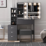 Hollywood Mirror Dressing Table with Storage, Drawers Vanity Makeup Desk