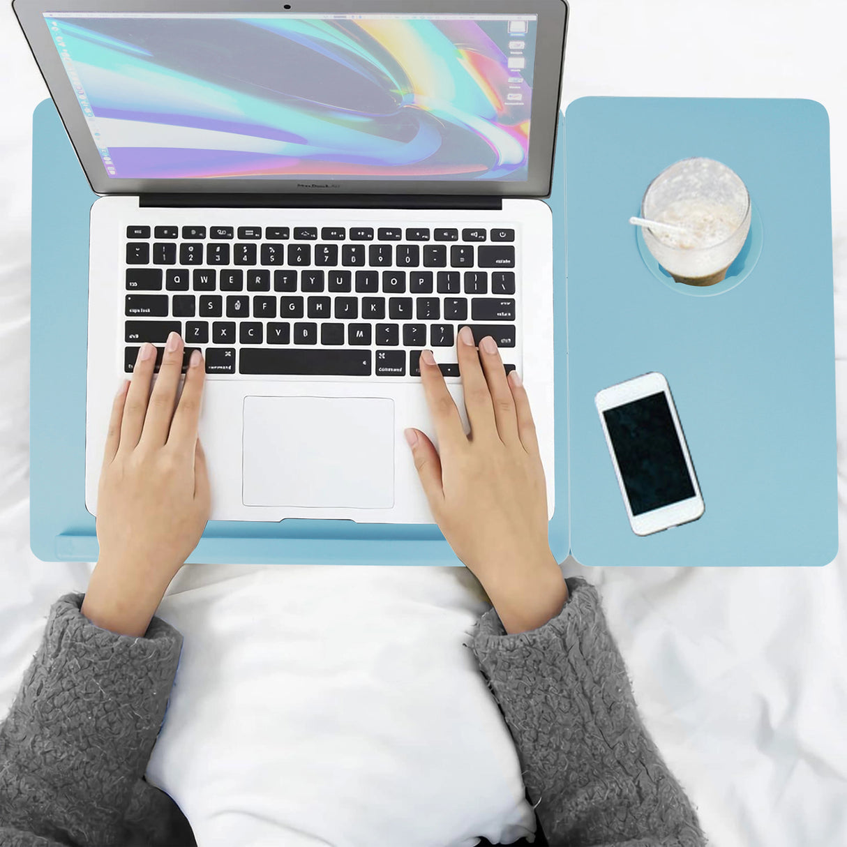 Portable Height Adjustable Laptop Table with Cup Holder