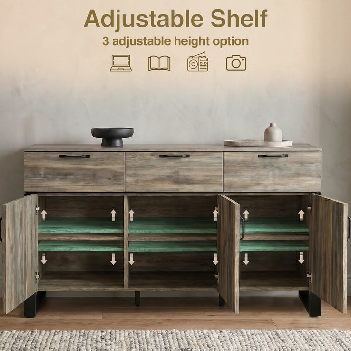 Ironmere Smokey Oak Sideboard with Drawers and Doors