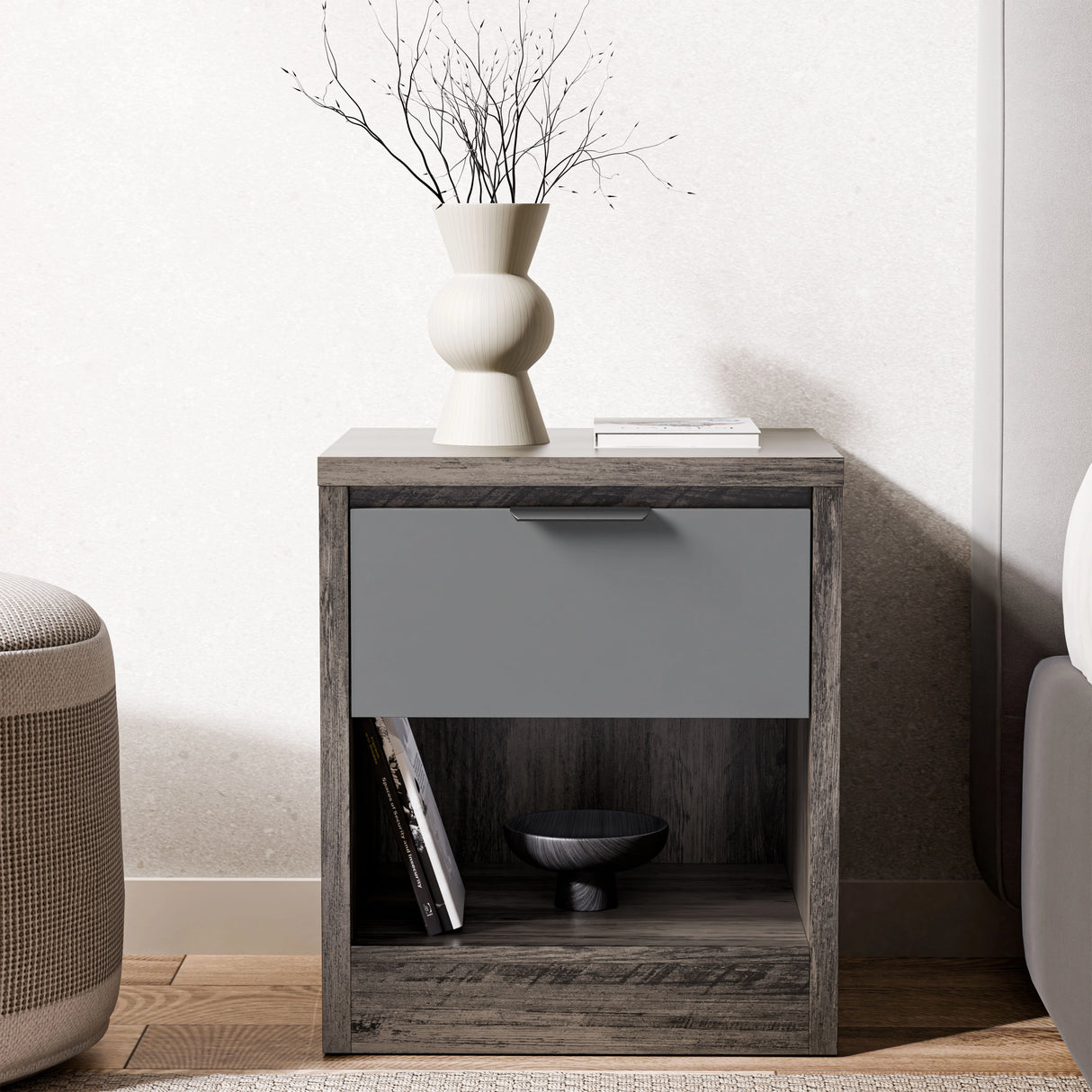 Skova 1 Drawer Bedside Table - Bedside Nightstand