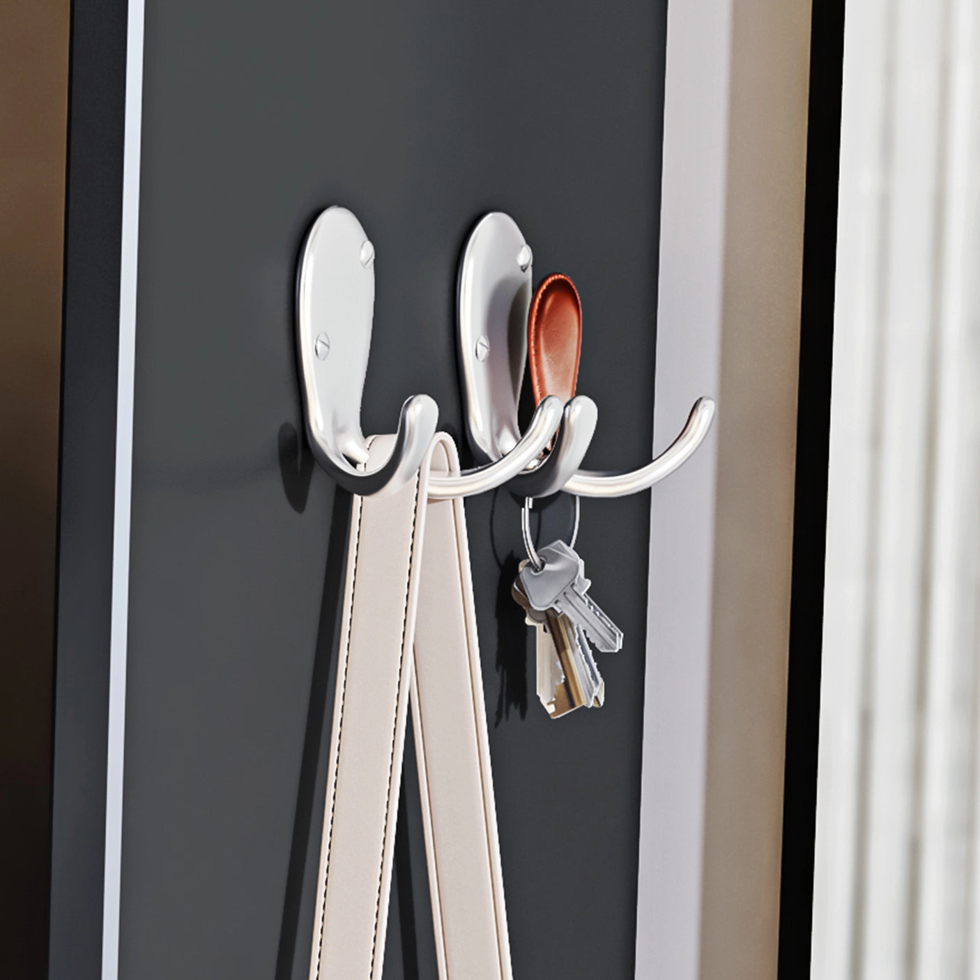 3 Door Narrow Shoe Cabinet | Tall Shoe Storage With Hooks