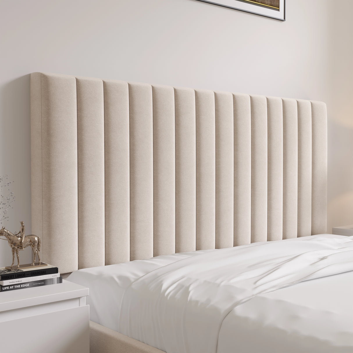 Vertical Line Ottoman Storage Bed - Velvet Ottoman Bed Frame