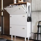3 Door Narrow Shoe Cabinet | Tall Shoe Storage With Hooks