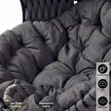 Close-up of Round Garden Hanging Egg Chair cushion with waterproof, UV-resistant, and breathable fabric for long-lasting outdoor comfort.