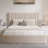 Vertical Line Ottoman Storage Bed - Velvet Ottoman Bed Frame