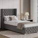 Cross Pattern Velvet Ottoman Storage Bed - Winged Bed Frame