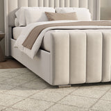 Winged Ottoman Bed Frame with Lines - Ottoman Storage Bed