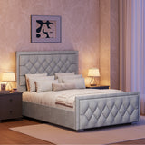 Cross Puffed Ottoman Storage Bed - Velvet Ottoman Bed Frame
