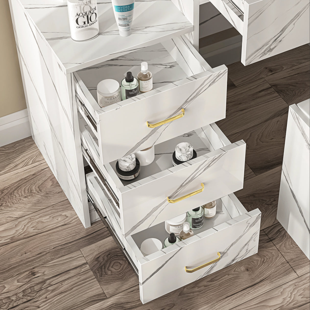 Dressing Table with Storage, Drawers and Mirror - Vanity Makeup Table