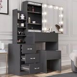 Hollywood Mirror Dressing Table with Storage, Drawers Vanity Makeup Desk