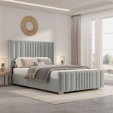 Winged Ottoman Bed Frame with Lines - Ottoman Storage Bed